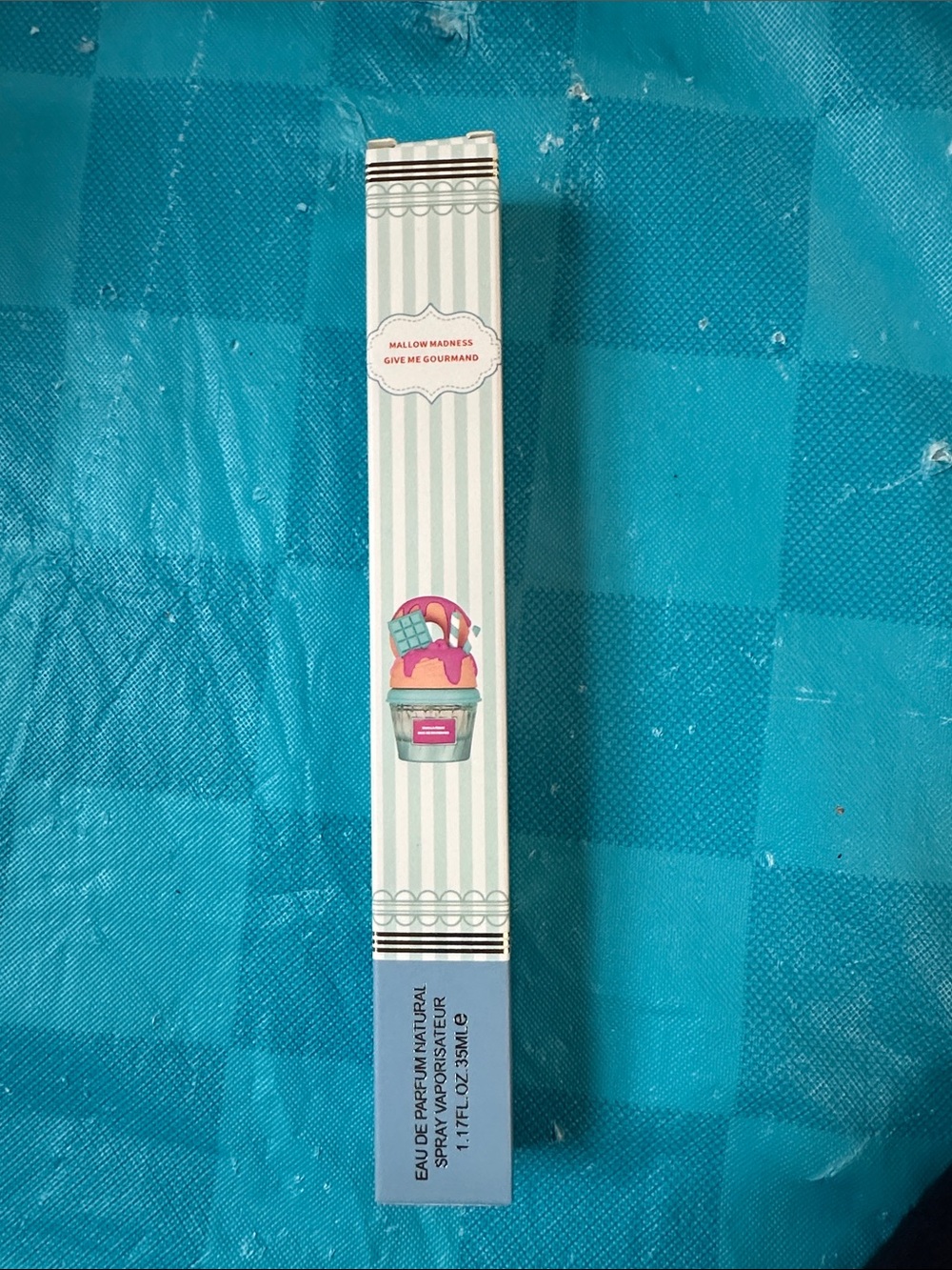 Striped Pastel Perfume Gift Box with Dessert Illustration - Mint & Pink